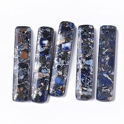 Pendentifs jasper en régalite synthétique / jaspe impérial / sédiments marins, teinte, rectangle, bleu, 48x10x4mm, Trou: 1.2mm