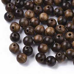 Perline di legno naturale, perle di legno cerate, undyed, tondo, marrone noce di cocco, 6mm, Foro: 1.4 mm