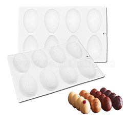 Stampi in silicone alimentare per uova a sorpresa di mezza Pasqua fai da te, stampi per fondente, stampi per colata di resina, per il cioccolato, caramella, fabbricazione artigianale in resina uv e resina epossidica, 8 cavità, motivo a strisce, 265x170x22.5mm, Foro: 8 mm, diametro interno: 75x47.5mm