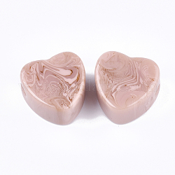 Бусины из cмолы, имитация драгоценных камней, сердце, розовые, 17x17.5x10 мм, отверстие : 3 мм
