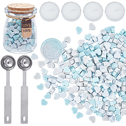 Kit di particelle di ceralacca craspire per timbri retro, con cucchiaio di acciaio inossidabile, candela, barattolo di vetro, colore misto, 7.3x8.6x5mm, circa 110~120pcs/scatola, 2 busta