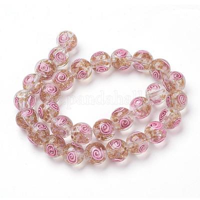 Fili di perline murano con sabbia oro fatto a mano&nbsp;LAMP-L072-G10-1