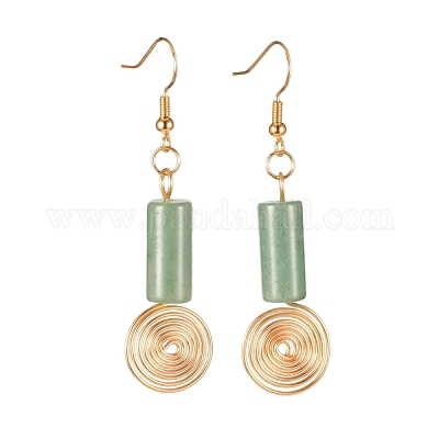 Natural Stone Bohemia Gold Plated Drop Earrings - Turquoise Dangle Earrings For Women