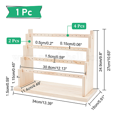 Wholesale PH PandaHall 5-Tier Earring Organizer 130 Holes Wood Earring  Display Stands 