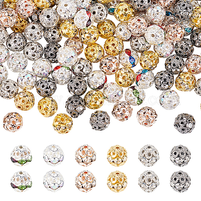 300 Stück 6 Farben Legierung Strass Perlen&nbsp;FIND-GL0001-23-1