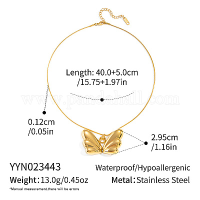 Halsketten mit Schmetterlingsflügelanhänger aus Edelstahl 304 für Damen&nbsp;PR3975-2-1