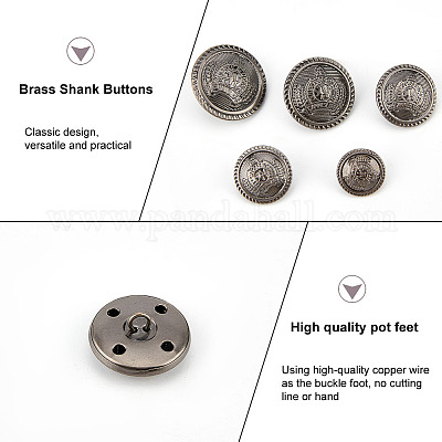 Wholesale OLYCRAFT 50Pcs Metal Blazer Buttons Flat Round Brass