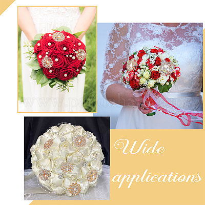 Bridal Red rose bouquet with rhinestones, DIY Wedding bouquet