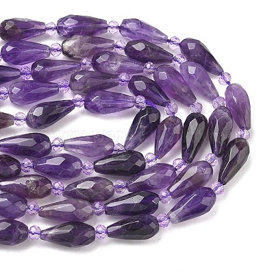 Natürlichen Amethyst Perlen Stränge&nbsp;G-G453-F04-8x16mm-1