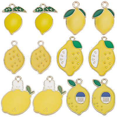 Wholesale SUNNYCLUE 1 Box 36Pcs Lemon Charm Lemon Enamel Charms