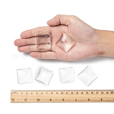 Transparentem Glas Quadrat Cabochon&nbsp;GGLA-A001-30mm-1