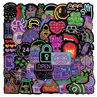 Cool Neon Stickers ,50pcs Water Bottle Stickers for India