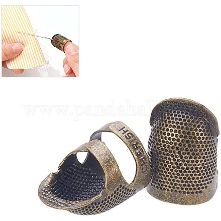 Pandahall elite 2 Uds dedal de costura de cobre protector de dedo metal latón dedal dedal accesorios de costura manualidades diy herramientas de costura TOOL-PH0012-M03-1