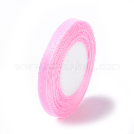 Matériaux de fabrication ruban organza ruban de conscience de cancer du sein rose  X-RS10mmY004-1