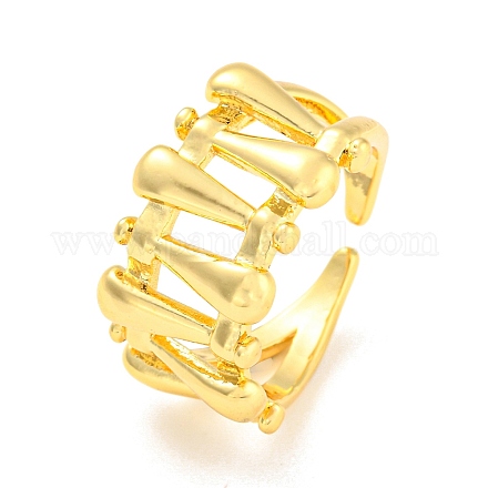 Rack Plating Brass Teardrop Open Cuff Rings RJEW-Q784-15G-1