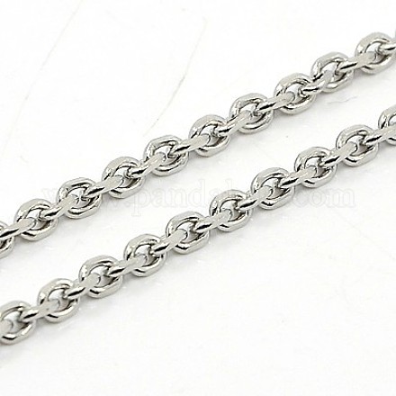 304 Stainless Steel Cable Chain Necklaces NJEW-F027-40-2mm-B-1
