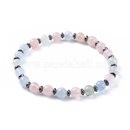 Natural Morganite Stretch Bracelets BJEW-JB04493-04-1