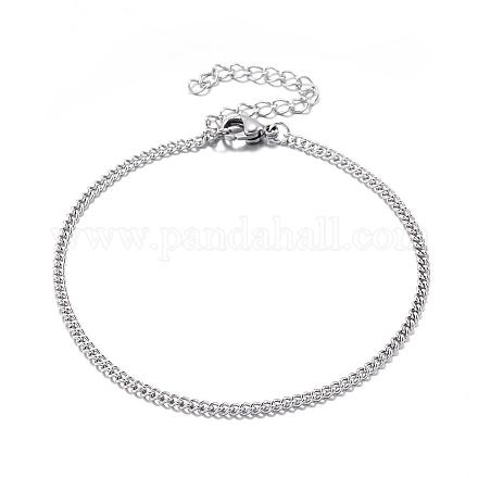 304 Stainless Steel Curb Chain Bracelets STAS-G116-01P-1