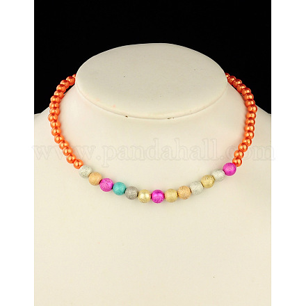 Colliers extensibles de perles acryliques pour enfants NJEW-JN00425-07-1