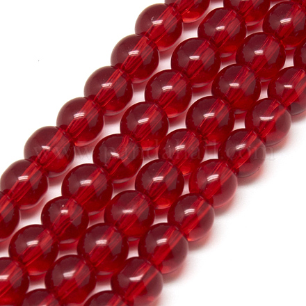 Red Glass Round Beads Strands X-GR12mm46Y-1