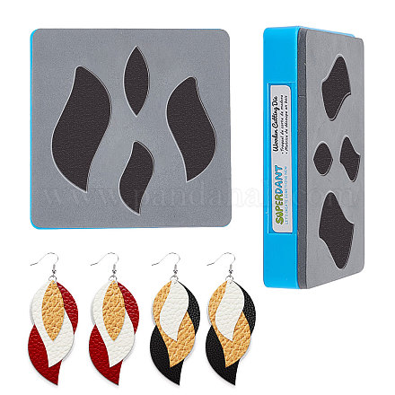 SUPERDANT Leather Cutting Die Layered Earring Wooden Dies Leaf Shape Cutting Machine Leather Jewelry Die Cutter Machine with Plastic Protective Box and EVA Foam for DIY Craft DIY-SD0001-68H-1