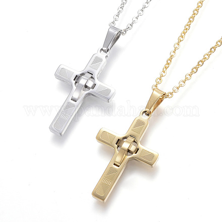 304 Stainless Steel Pendant Necklaces NJEW-G279-06-1