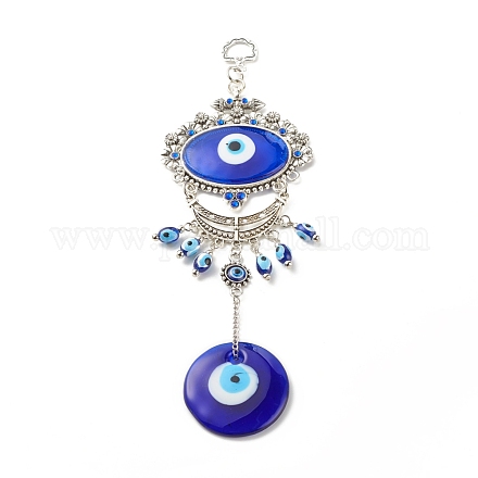 Vidrio azul turco mal de ojo colgante decoración HJEW-I008-05AS-1
