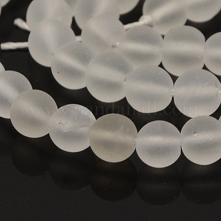 Bereift natürlichen Quarzkristall runden Perle strandsl G-N0120-44-6mm-1