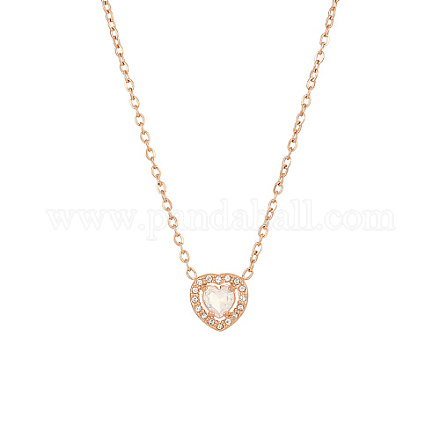 Collier pendentif coeur en zircone cubique blanche avec chaînes en acier inoxydable OQ9710-7-1
