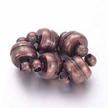 ループ付き真鍮製マグネットクラスプ  オーバル  赤銅鉱  11x7mm  穴：1.5mm X-KK-H361-R-1