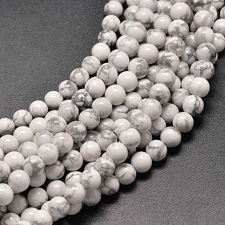 Sintéticas hebras de perlas redondas de Howlite G-P072-42-4mm-1
