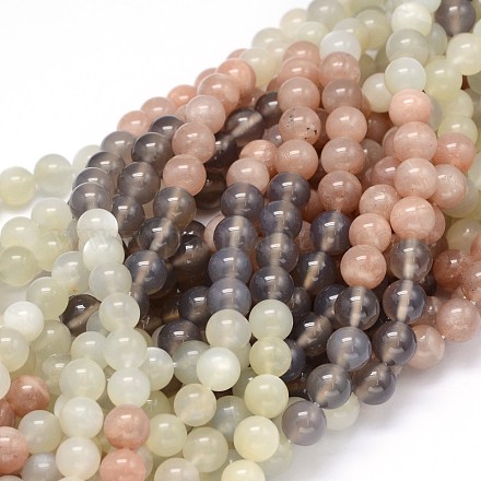 Rondes sunstone naturelle perles brins G-F222-36-6mm-1