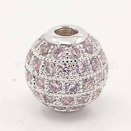 Thistle CZ Jewelry Findings Brass Micro Pave Cubic Zirconia Round Beads ZIRC-M015-13P-NR-1