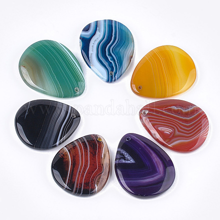Natural Banded Agate/Striped Agate Pendants G-T105-43-1