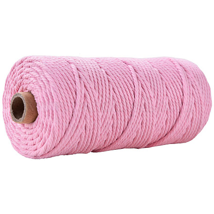 工芸品の編み物用の綿糸  パールピンク  3mm  約109.36ヤード（100m）/ロール KNIT-PW0001-01-06-1