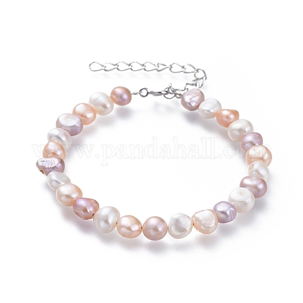 Natürliche Süßwasserperlen Perlen Armbänder BJEW-JB05122-02-1