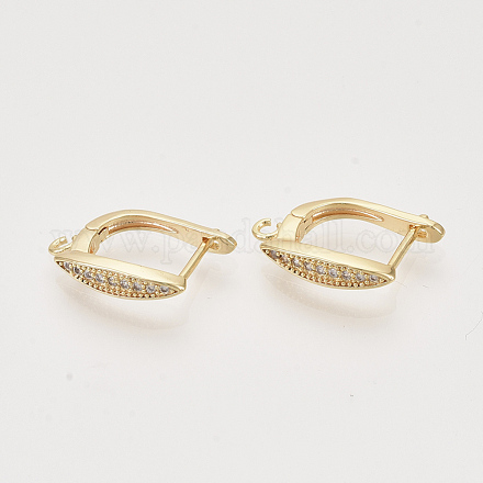 Brass Micro Pave Cubic Zirconia Hoop Earring Findings with Latch Back Closure KK-T048-027G-NF-1