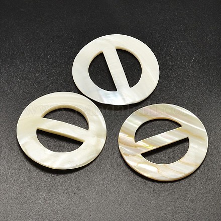 Flat Round Freshwater Shell Buckles BUTT-F053-02-1
