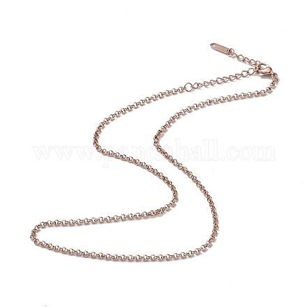 Placage ionique (ip) 304 collier chaîne rolo en acier inoxydable pour hommes femmes NJEW-K245-022E-1