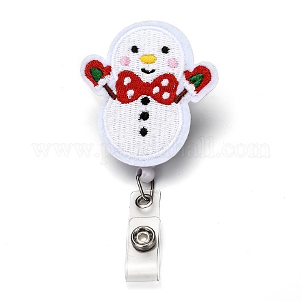Bobina di badge in feltro e plastica abs con pupazzo di neve natalizio AJEW-I053-12-1