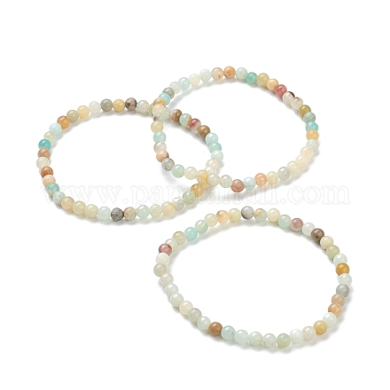 Natural Amazonite Beaded Stretch Bracelets BJEW-D446-A-31-1