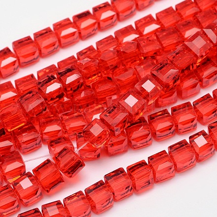 Brins de perles de verre transparent cube à facettes EGLA-E041-5mm-D07-1
