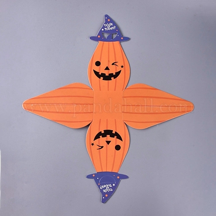 Scatole per dolcetti jack-o'-lantern con zucca di Halloween tenute in mano DIY-I029-04A-1
