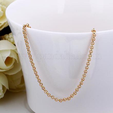 18K Gold Plated Tin Alloy Rolo Chain Necklace Making NJEW-BB10183-18-1