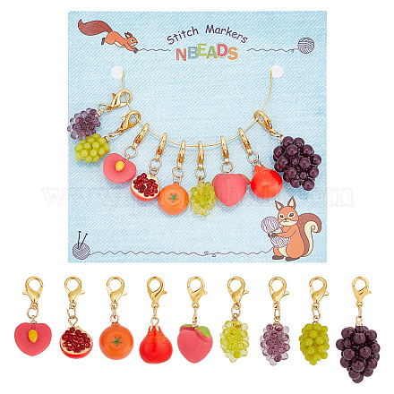 Resin Imitation Fruit Theme Stitch Markers HJEW-AB00185-1