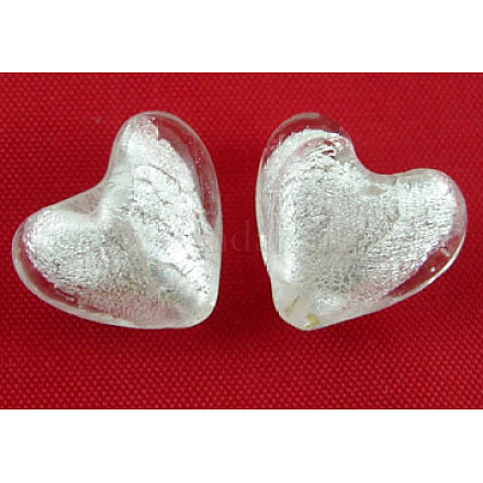 Perles en verre d'argent feuille manuelles X-SLH12MM09Y-1