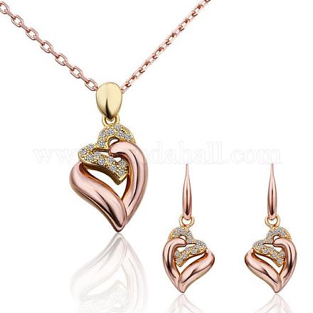 Real Gold & Rose Gold PlatedEco-Friendly Tin Alloy Czech Rhinestone Party Jewelry Sets SJEW-BB11019-02-1