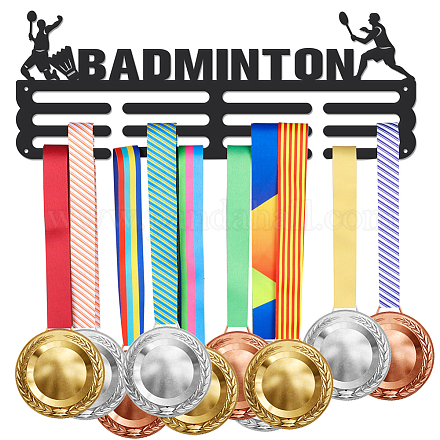 Espositore da parete con porta medaglie in ferro a tema sportivo ODIS-WH0021-541-1