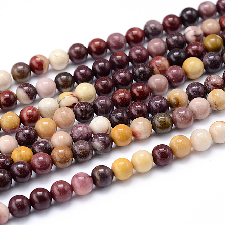 Chapelets de perles en mokaite naturel rondes G-F216-4mm-19-1