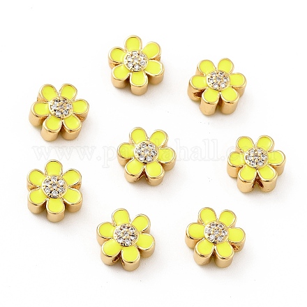 Micro en laiton de fleurs ouvrent perles de zircons clairs KK-G419-06G-03-1